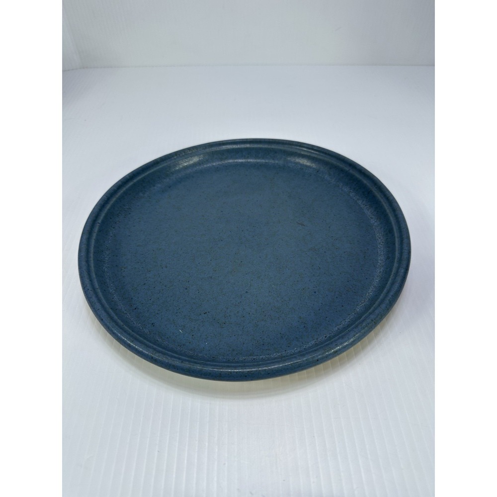 Vintage Bennington Potters Plate Satin Blue Speckled Stoneware Pottery 1962